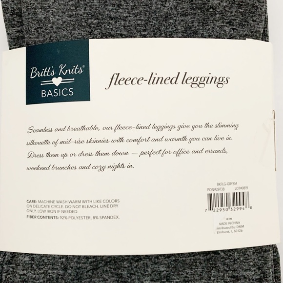 Britt's Knit Basics Grey Lined Leggings NWT - SM - Picture 5 of 9